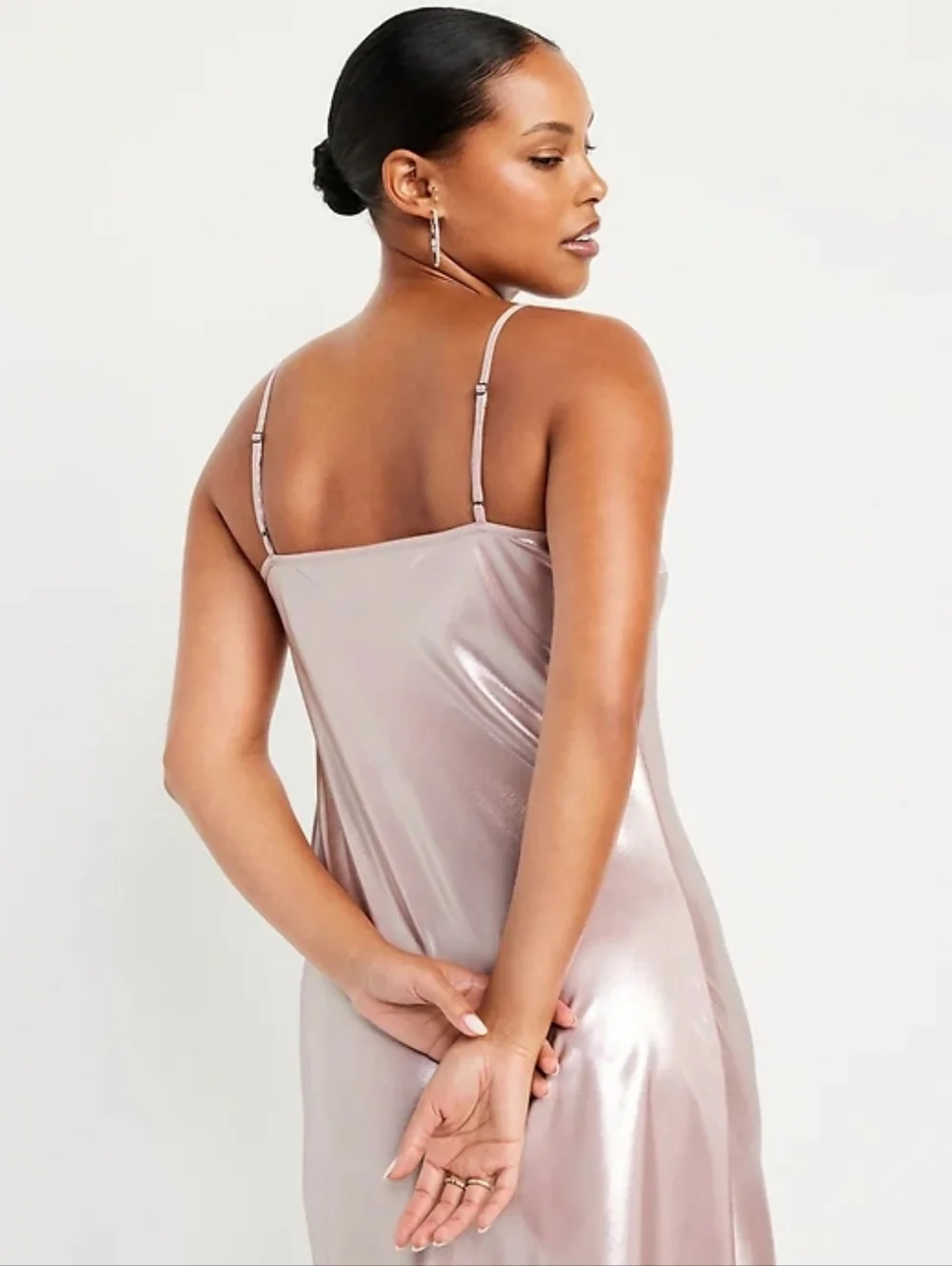 NWT - Old Navy Light Pink Shine Satin Maxi Dress - Size L Tall - Picture 3 of 10